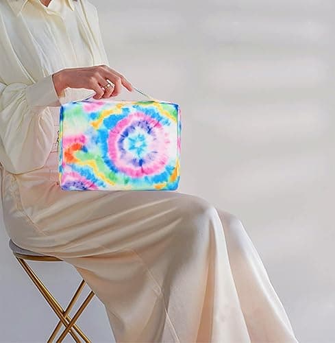 Bluboon Toiletry Bag Travel Makeup Bag Portable Cosmetic Bag Organizer for Women and Girls (Tie Dye Blue) thumbnail 7