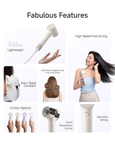 Laifen Air 15x Fast Drying Ionic Hair Dryer for Travel, Palm-Sized, Milktea | Ultra Light, 200M Negative Ions for Frizz Control, Heat Protection, 5 Modes & 2 Airspeeds, Perfect for Styling & Daily Use thumbnail 9