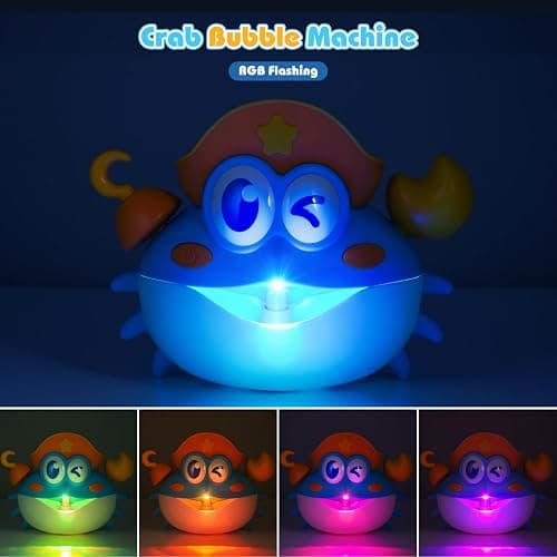 Bath Toys for Toddlers 1-3, vicia Bath Bubble Machine for Kids Age 3-5 Crab Bubble Bath Toys with Music & Light for 1 2 3 4 5 Year Old Boys Girls Light-Up Bathtub Toys for Babies Gifts thumbnail 4