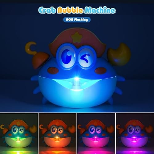 Bath Toys,Crab Baby Bath Toys Light Up Bath Bubble Machine with Colourful RGB Light Great Birthday Gift for Boys and Girls Toddler Toy for Kids Ages 1-3 4-8 - Blue thumbnail 2