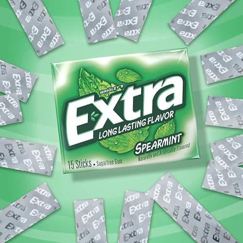 Extra Gum Spearmint Sugarfree Gum Bulk, Individually Wrapped, Perfect for Long Lasting Fresh Breath at School, Work & Travel 15 Count, Pack of 10 thumbnail 4