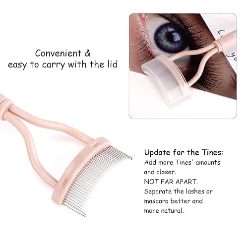 Eyelash Separator Eyelash Comb Lash Separator Tool MSQ Mascara Brush Eyelash Brush Separator Mascara Comb Arc Designed Mascara Applicator With Cover Naked Pink (1PCS) thumbnail 3