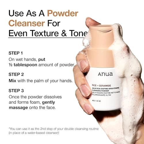 ANUA RICE ENZYME BRIGHTENING CLEANSING POWDER, Rice Mask, Ceramide, Gentle Face Wash for Brightening, Radiant Skin, Facial Cleanser for Dry Skin, Korean Skincare, Fragrance Free, 40g/1.41fl.oz. thumbnail 4