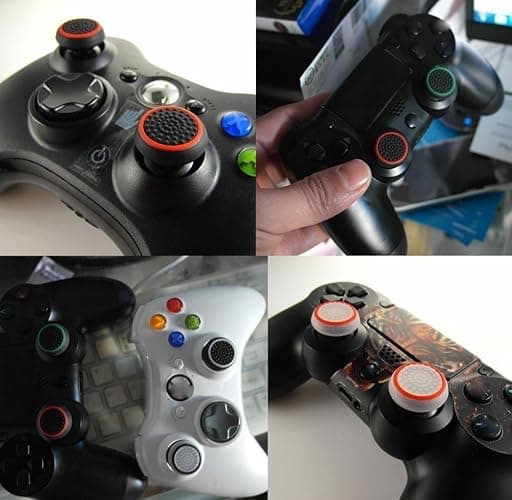 Perfepart Silicone Thumb Stick Grip Cap Joystick Thumbsticks Caps Cover for PS4 Xbox One PS3 Xbox 360 PS2 Game Controllers (Black w/Red) thumbnail 4
