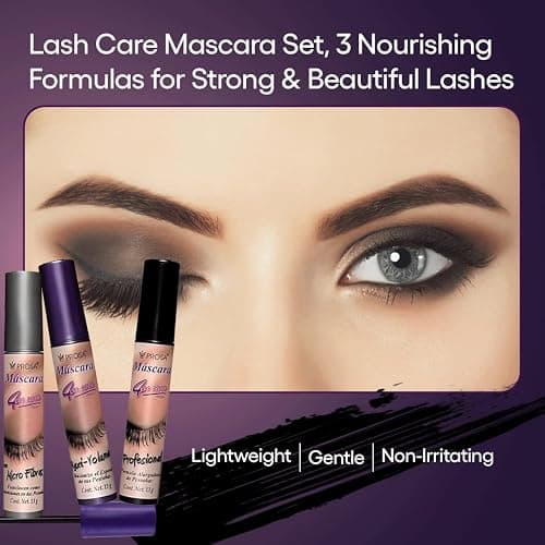 Prosa Mascara Set - Volume & Micro-Fiber - Waterproof Mascaras - Lengthening, Mexican Mascara, Smudge Resistant, Long Lasting, Clump-Free Formula for a Natural, Full Lash Look (3 Pack) thumbnail 5