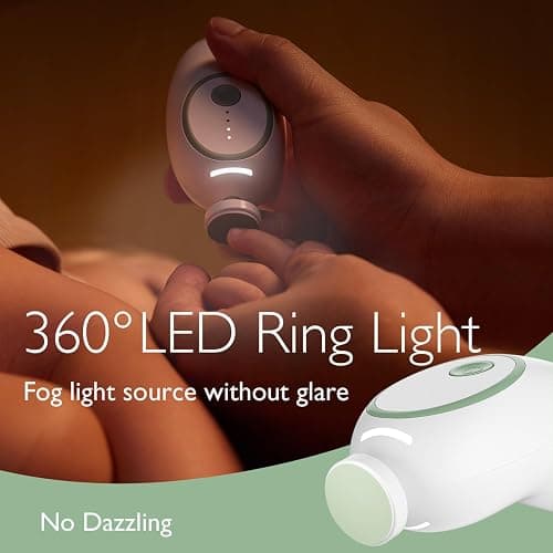 Momcozy Baby Nail File Electric, Gentle Baby Nail Trimmer Electric, Baby Nail Clipper with Night Light, 7 Grinding Head Replacement Pads, Green thumbnail 2
