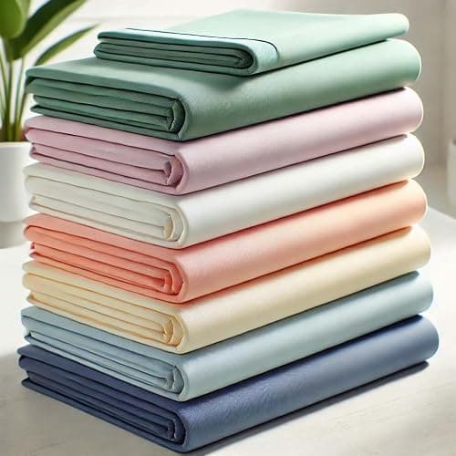 Lot de 5 Draps Housses 100% Coton -57-Fils -Tissage Serré -Bonnets 20-25cm Couleurs Aléatoires (180 x 200 cm) - Image 1