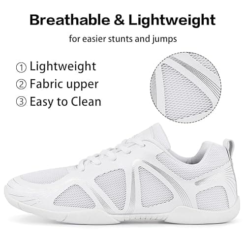 CADIDL Cheer Shoes for Women White Cheerleading Athletic Dance Shoes Girls Flats Tennis Walking Sneakers thumbnail 3