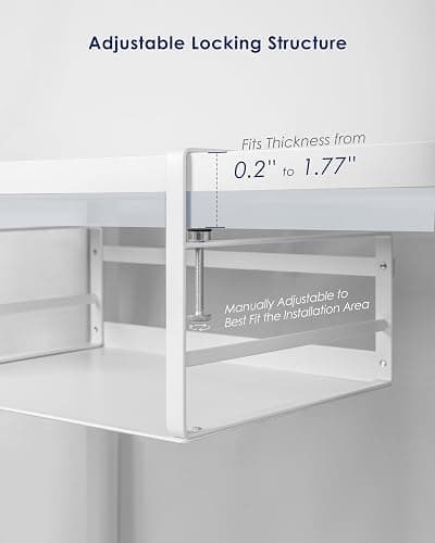 Nxconsu 2Pack Under Shelf Storage Basket Organizer Hanging Holder for Kitchen Cabinet Pantry Cupboard Closet Desk Bookshelf Organization Space Saver Heavy Duty Slide-in Adjustable Mounting Clamp White thumbnail 4