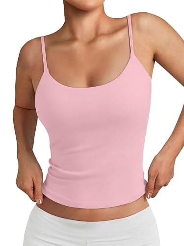 Trendy Queen Womens Double Lined Adjustable Spaghetti Strap Tank Tops for Summer Going Out - Image 1