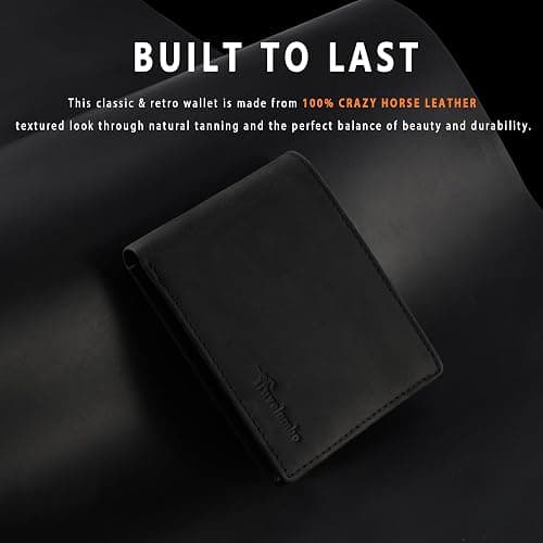 Travelambo Genuine Leather Wallet for Men with Gift Box - Handmade Bifold Stylish - Mens Wallets Rfid Blocking with 2 ID Windows thumbnail 3