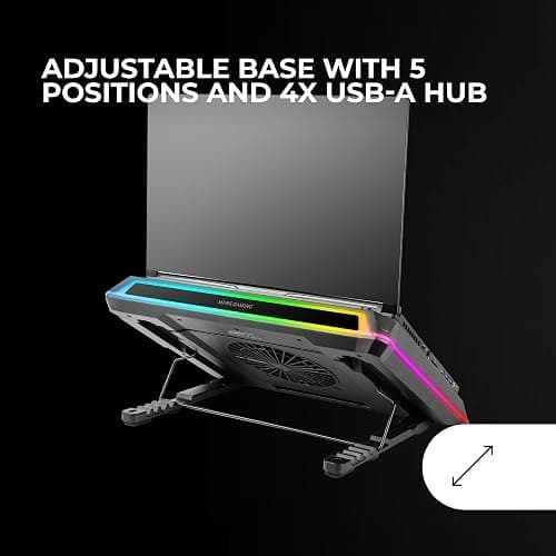 Mars Gaming MNBC-Ultra, Base Refrigeradora y Stand, Ventilador 140mm, Tecnología CoolCore Airflow, RGB Chroma, 5 Posiciones, Compatibilidad Portátiles hasta 18”, Soporte Smartphone, 4X USB-A, Negro thumbnail 4