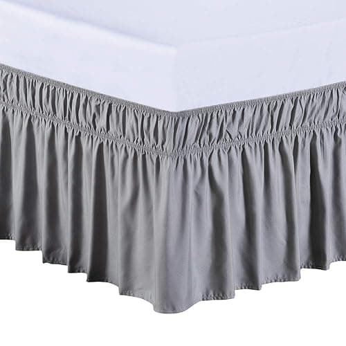 MEILA Wrap Around Bed Skirt Three Fabric Sides Elastic Dust Ruffled 16 Inch Tailored Drop,Easy to Install Fade Resistant-Grey, Twin/Full thumbnail 3