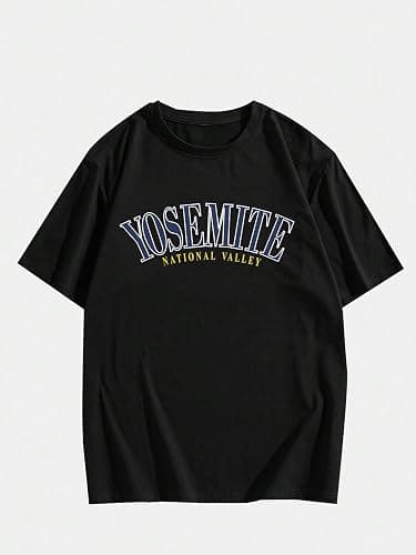 Men's Letter Butterfly Casual Graphic Y2k T Shirt - Large - Black B - Image 1