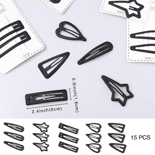 15PCS Metal Star Hair Clips for Women,no Slip Hair Clips Star Candy Color Black Hair pins for Women and Girls by Yerpkefey (black) thumbnail 3
