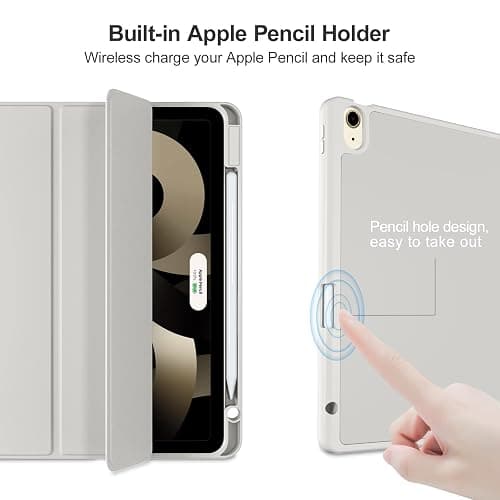 Akkerds Compatible with iPad Air 11 Inch Case 7th/6th Generation (M3/M2) 2025/2024, for iPad Air 5th/4th Generation Case 10.9 Inch 2022/2020 with Pencil Holder[Auto Sleep/Wake], Gray thumbnail 7