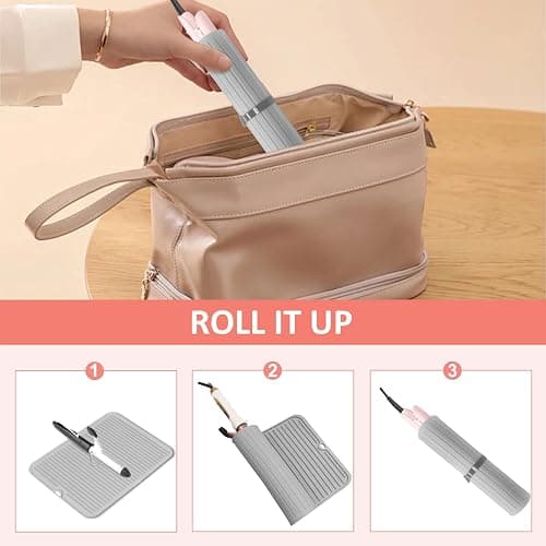 Quccefods Heat Resistant Large Silicone Mat for Hair Styling Tools - Curling Irons, Flat Irons, Hair Straighteners - Portable Vanity Pad thumbnail 5