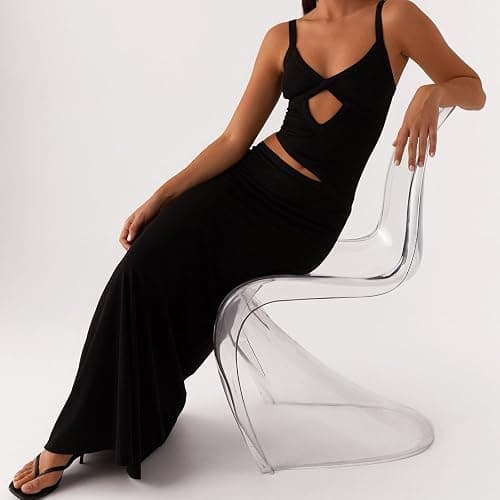 ensswliz Sexy Cut Out Maxi Dress for Women Spaghetti Strap Backless Bodycon Dress Y2k Hollow Sleeveless Formal Long Dresses thumbnail 5