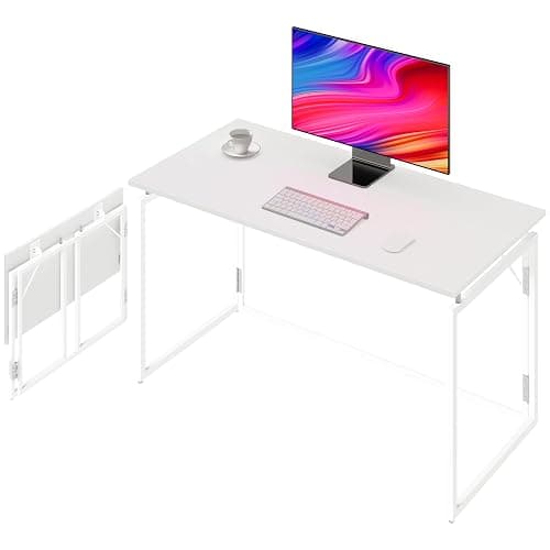 alawooder Folding Desk - 39.4” Wood Top Foldable Desk for Small Spaces | No Assembly Required Compact Desk for Home Office, Writing, and Study - Image 1