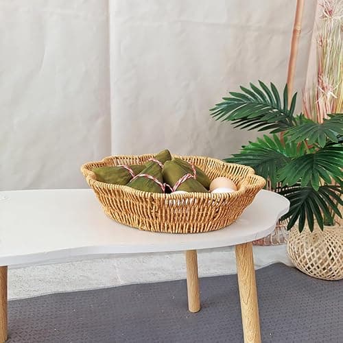 Wicker Bread Basket, Tabletop Food Serving Trays,Handwoven Storage Basket Bin for Fruit Vegetablesin Home Restaurant(2pcs) thumbnail 6
