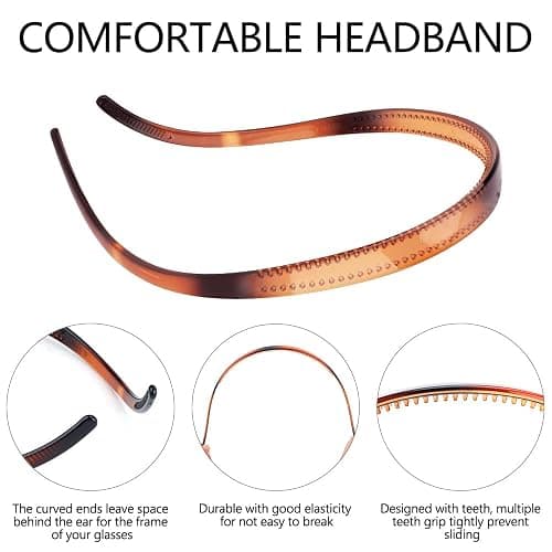 TOBATOBA Comfortable No Pressure Headbands for Glasses Wearers - Non Slip Square Sunglasses Headbands for Women & Girls, 6Pk thumbnail 5