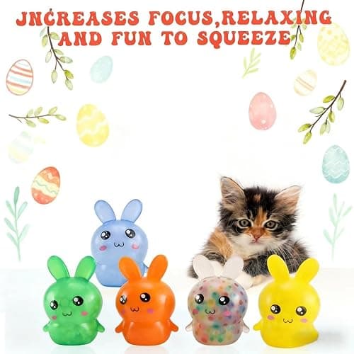 Easter Basket Stuffers,Easter Basket Essentials,5pcs Squishy Easter Bunny Stress Balls for Adults,Easter Stress Relief Fidget Balls,Easter Party Favors Easter Basket Ideas Gifts (5pcs-C) thumbnail 4