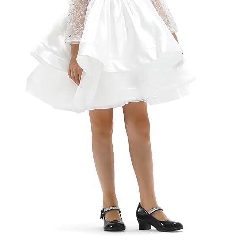 K KomForme Mary Jane Shoes with Low Heel Rhinestones Princess Flats Dress Pump Shoes for Little Kid/Big Kid thumbnail 8