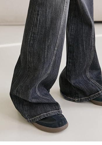 EMMIOL Mid-Low Rise Flare Jeans for Women, Y2K Baggy Boot Cut Flared Bootcut Wide Leg Womens Denim Pants Stretch thumbnail 7