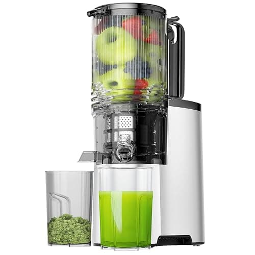 Cold Press Juicer, 5.8" Wide Feed Chute Juice Extractor Machine with 400W, High Juice Yield, Slow Masticating Juicer for Whole Vegetables & Fruits, Premium Silver - Premium Grey - Image 1