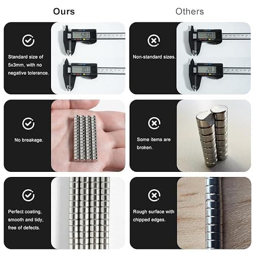 rhinocats 60 pcs Small Magnets, Round Mini Magnet Multi-Use for Nail Clippers, Refrigerator, Miniatures, Hobbies, Crafts and Science, Tiny Size：5mm x 3mm(DxH) thumbnail 5