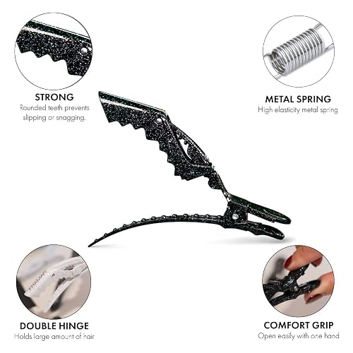 FRAMAR Glitter Hair Clip Set, Alligator Clips For Hair Styling – 4 Pack | Hair Styling Clips Sectioning, Glitter Hair Clips For Women Styling, Salon Hair Clips, Firm Hold Without Slipping thumbnail 2
