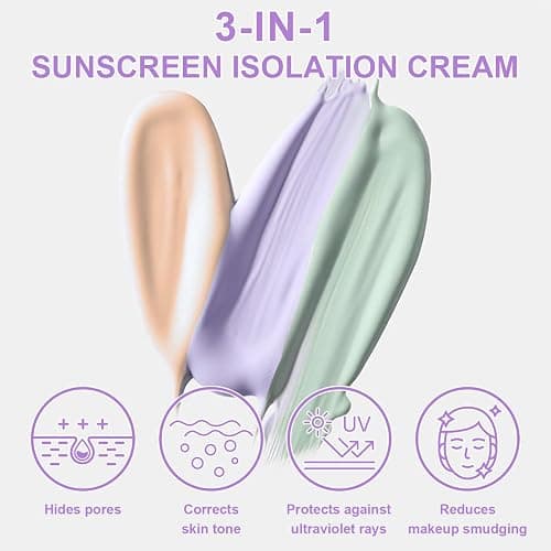 3 in 1 Color Correcting Serum, SPF Primer for Face Before Makeup, Sunscreen One Step Color Corector Primer,SPF 50 PA+++ Isolation Cream,Color Correcting Facial Serum Oil Control & Moisturizing thumbnail 2