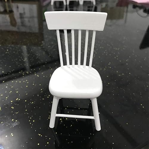 SXFSE Dollhouse Decoration Accessories, 1:12 Dollhouse Miniature Furniture Wooden White Dining Table Chair Model Set thumbnail 8