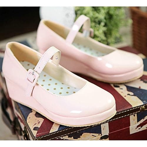 Parisuit Womens Mary Jane Wedge Platform Shoes Patent Leather Ankle Strap Pumps Sweet Shoes thumbnail 5