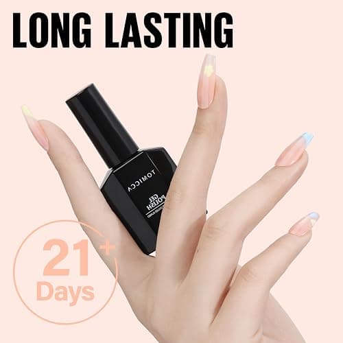 TOMICCA Gel Nail Polish Translucent Jelly Soak-Off Polish for Home French Manicure 15ML, Pink, White thumbnail 4