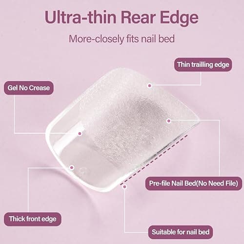 Misssix Extra Short Square Gel x Nail Tips Kit, 216Pcs Pre Etched Clear Fake Nails, Full Cover False Nail 9-in-1 Gel Glue and Portable Mini U V Nail Lamp for Women 12 Sizes thumbnail 4