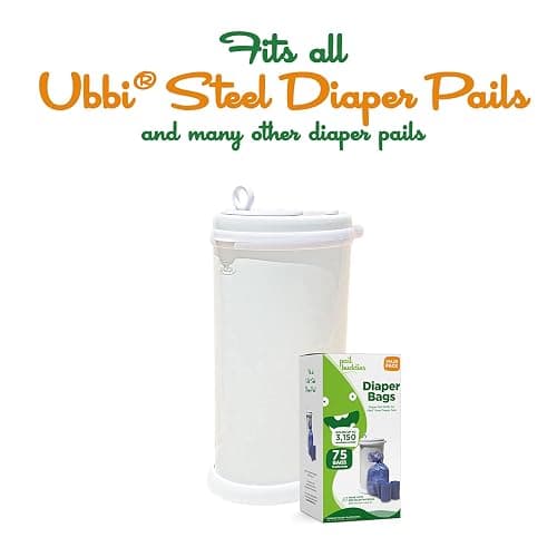 Disposable Diaper Pail Refills Compatible with Ubbi Diaper Pail | Diaper Pail Refill Bags made with Recycled Material | Fresh Powder Scent for Odor Control | Disposable Diaper Trash Bags (75 Count) thumbnail 4