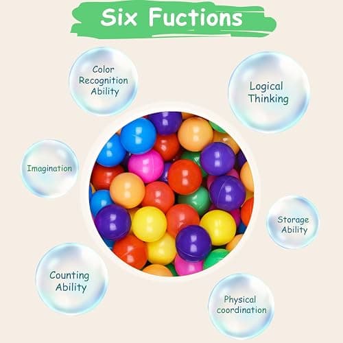 Hovenlay Ball Pit Balls Phthalate Free BPA Free Crush Proof Plastic - 7 Bright Colors in Reusable Play Toys for Kids with Storage Bag thumbnail 8