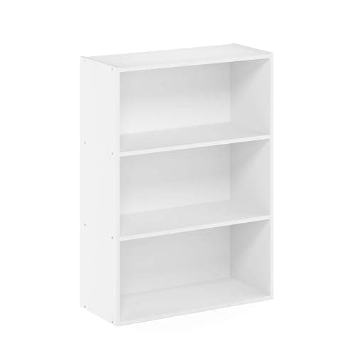Furinno PASIR Book Shelf, 3-Tier Bookshelf, Storage Shelves Bookcase, 9.7 x 23.7 x 31.5, for Living Room, Bedroom, Home Office, Plain White thumbnail 8