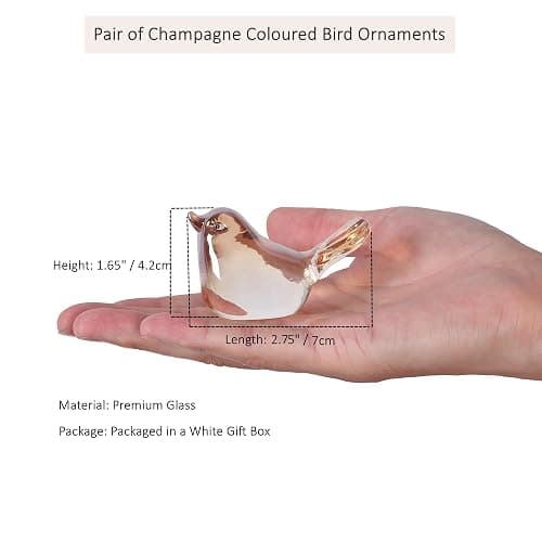 Reyife Small Bird Figurines Home Decor Glass Crystal Bird Statue Modern Style Decorative Ornaments for Living Room, Bedroom, Farmhouse, Office Desktop, Book Shelf, Coffee Table, Cabinets (Gold) thumbnail 7