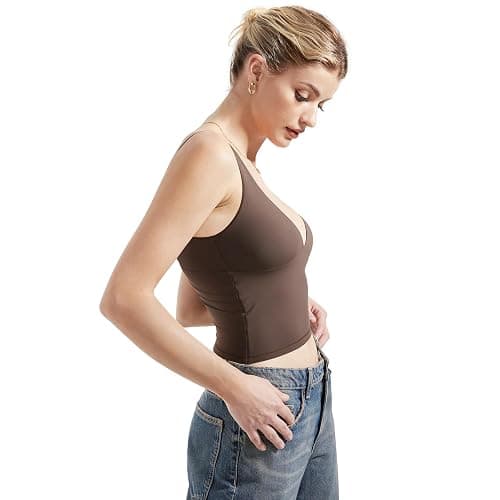 SUUKSESS Women Sexy V Neck V Back Tank Top Summer Sleeveless Going Out Double Lined Basic Tops thumbnail 2