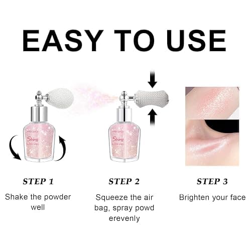 Hair and Body Glitter Spray, Shimmering Powder Sparkle Powder Makeup, Glitter Loose Sparkle Makeup for Body Highlighter,Festival Prom Rave Accessories (Pink) thumbnail 9