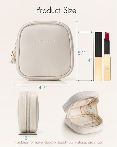 VLANDO Small Makeup Bag for Purse,Mini Water-Resistant Pouch with Pockets | Organizes Lipstick,Compacts,Small Daily Essentials Practical Gift for Women, Ideal for Purse,Travel thumbnail 4