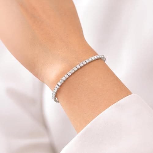 Kezef CZ Tennis Bracelet for Women – 3mm Cubic Zirconia, 14K Gold Plated over Brass, Classic Tennis Bracelet in Multiple Lengths thumbnail 2