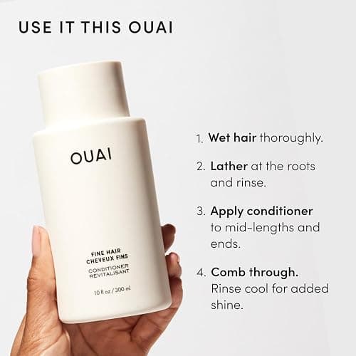 OUAI Fine Shampoo and Conditioner Set - Sulfate Free Shampoo and Conditioner for Women & Men - Made with Keratin, Marshmallow Root, Shea Butter & Avocado Oil - Free of Parabens & Phthalates (10 Fl Oz) thumbnail 7