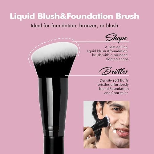 Bueart Design Ultimate Blending makeup Brush with Liquid Blush brush Ideal For Applying & Blending liquid Cream Foundation,Bronzer & Blush mineral powder, Soft, Dense Bristles, Vegan & Cruelty-free,M9 thumbnail 3