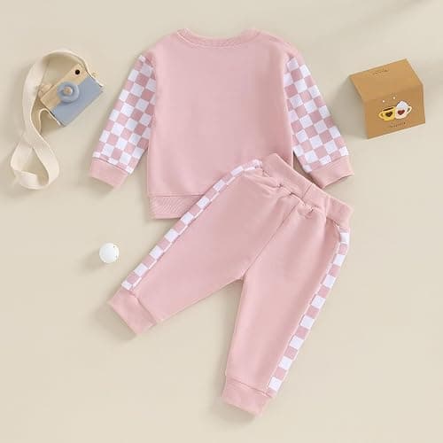 BeQeuewll Baby Girl Easter Outfit Happy Easter Sweatshirt Jogger Pants Infant Toddler Girls Pink Outfits Set thumbnail 7