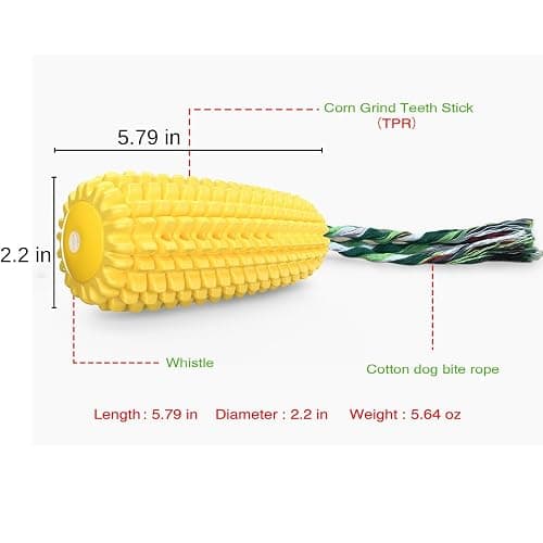 Mloowa Dog Chew Toys for Aggressive Chewers,Corn Interactive Squeaky Dog Toys for Puppy Medium Breed,Tough Rubber Dental Chew Dog Toys thumbnail 4
