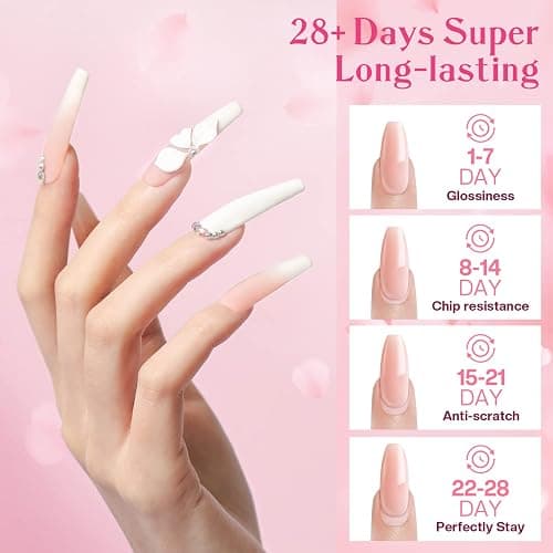 Modelones Poly Nail Gel Kit Builder Extension Gel Nude White French Colors with Nail Lamp Slip Solution Rhinestone Manicure Complete Kit DIY Art Design Beginner Gift thumbnail 6