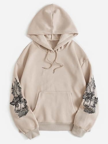 SOLY HUX Women's Graphic Hoodies Heart Print Drawstring Long Sleeve Pocket Sweatshirt Pullover Tops thumbnail 2